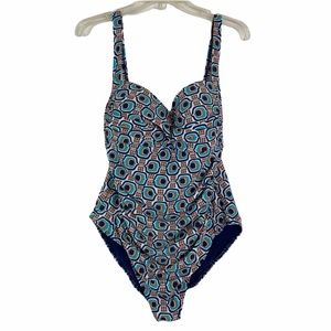Bond eye blue geometric retro one piece 12